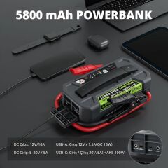 Lokithor J3250PRO 12V 3250Amp LiFePO4 Akıllı Akü Takviye + Powerbank + Led Lamba