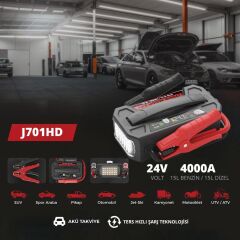 Lokithor J701HD 24V 4000Amp Li-Polimer Akıllı Akü Takviye + Powerbank + Led Lamba