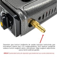 Rox Camping 0103 Tekli Portatif Kamp Ocak Rüzgarlıklı(Ekstra Gaz Girişli) - 3 Adet Rox Valfli Kamp Gazı Kartuş 227gr Hediyeli