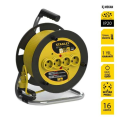 Stanley ST-E-2515 Makaralı Kablo 25 Mt, 3x1.5mm, 4 Prizli, IP20