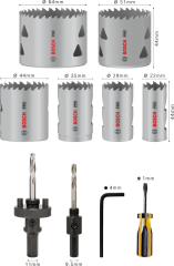 BOSCH 12 Parça HSS-Bimetal Panç Seti Ahşap ve Metal için