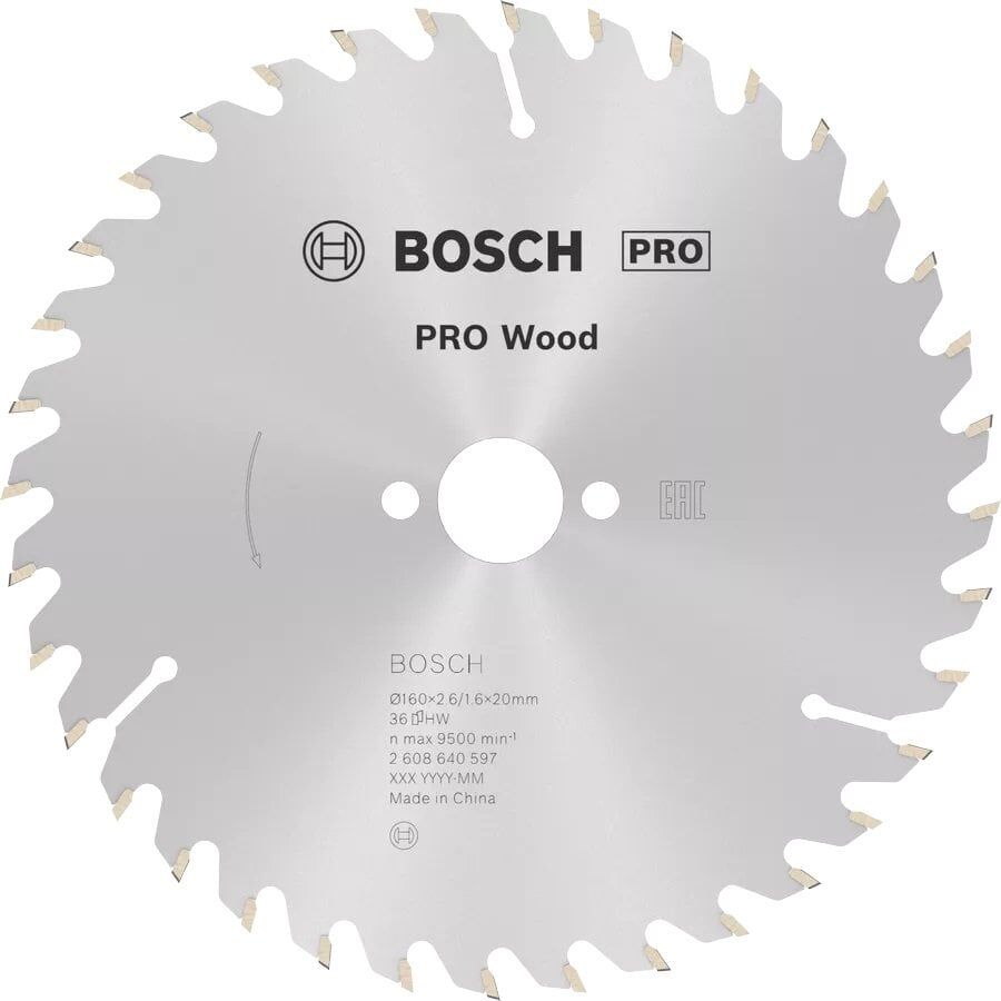 BOSCH 160x20x2,6/1,6 mm 36 Diş PRO Wood  Ahşap Elmas Daire Testere Bıçağı