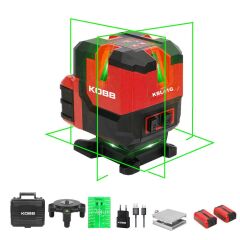 KOBB KBL41G 30Metre 4x90⁰/1x360⁰ Otomatik Hizalamalı Li-ion Çift Akülü Profesyonel Yeşil Çapraz Çizgi Lazer Distomat