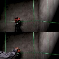 KOBB KBL41G 30Metre 4x90⁰/1x360⁰ Otomatik Hizalamalı Li-ion Çift Akülü Profesyonel Yeşil Çapraz Çizgi Lazer Distomat