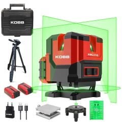 KOBB KBL41GTP 30M 4x90⁰/1x360⁰ Otomatik Hizalamalı Li-ion Çift Akü Profesyonel Yeşil Çizgi Lazer Distomat + Tripod