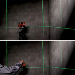 KOBB KBL41GTP 30M 4x90⁰/1x360⁰ Otomatik Hizalamalı Li-ion Çift Akü Profesyonel Yeşil Çizgi Lazer Distomat + Tripod