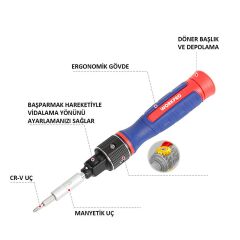 WORKPRO WP221070 9-IN-1 Profesyonel CR-V Cırcırlı Manyetik Hassas Tornavida Seti