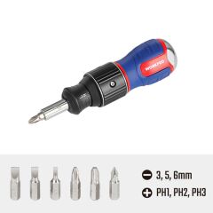 WORKPRO WP221071 6-IN-1 Profesyonel CR-V Cırcırlı Manyetik Topaç Tornavida Seti