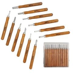 Rox Wood Mini Ahşap Oyma Bıçak Seti 12 Parça Pvc Çantalı