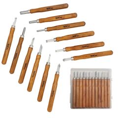 Rox Wood Mini Ahşap Oyma Bıçak Seti 12 Parça Pvc Çantalı