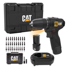 CAT DX1160 12Volt/2.0Ah Li-ion Çift Akülü Kömürsüz Profesyonel Şarjlı Darbeli Matkap + DA01901 32 Parça Aksesuar Seti