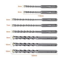 CAT DA03901 10 Parça Tungsten Karbür SDS-Plus Beton Matkap Uç Seti