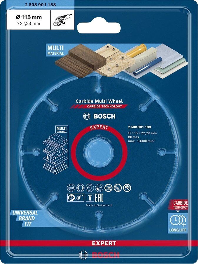 BOSCH Carpide Multi Whell Taşlama İçin Ahşap Kesme Diski 115 mm (Elmas uçlu)