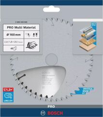 BOSCH 160x20x2,4 mm 42 Diş PRO Multi Material Daire Testere Bıçağı(Aluminyum Kesime Uygun)