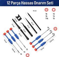WORKPRO WP200531 12 Parça CR-V Elektronikçi Hassas Profesyonel Onarım Seti