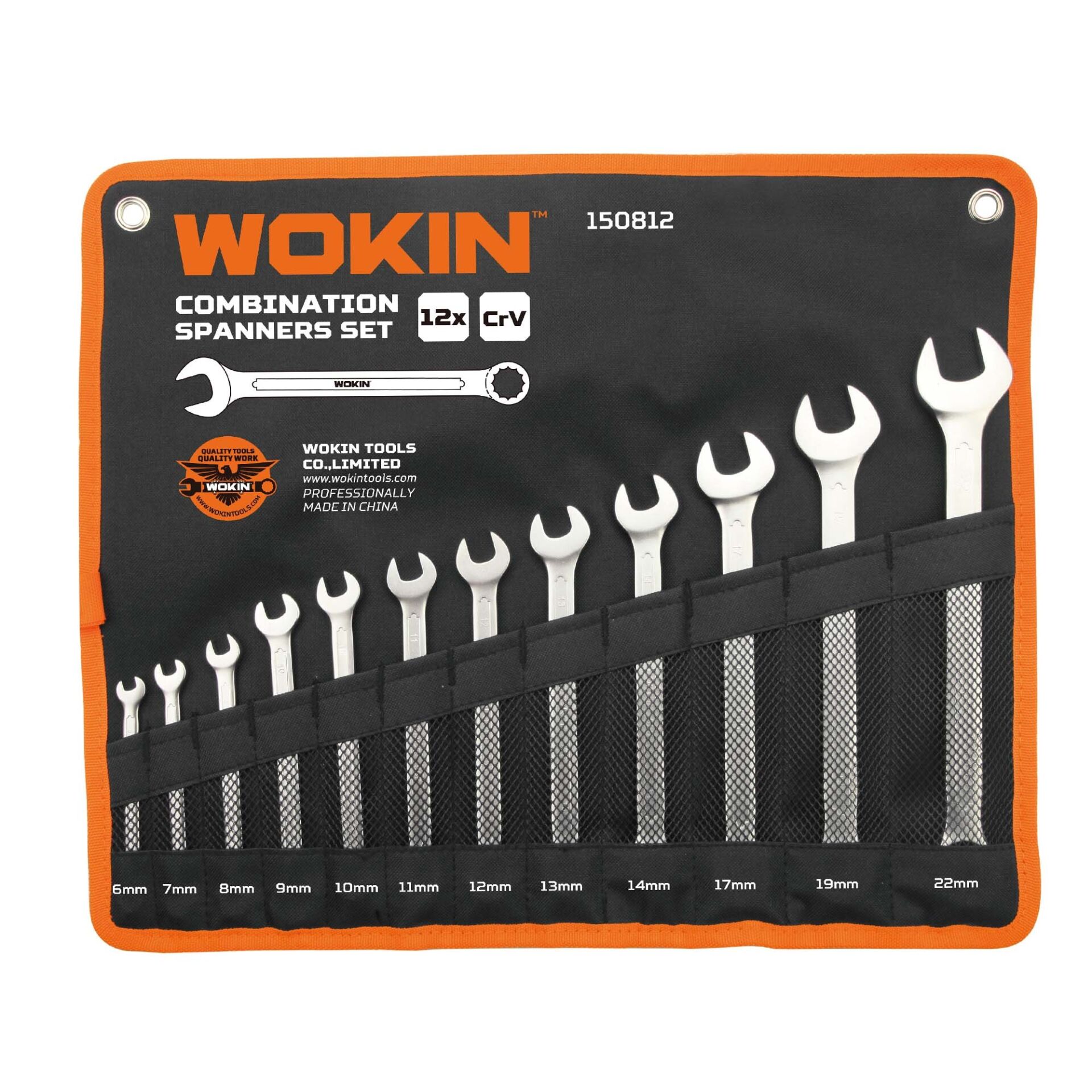 WOKIN 150812 Cr-V Kombine Anahtar Takımı 6-22 mm 12 Parça (Endüstriyel)