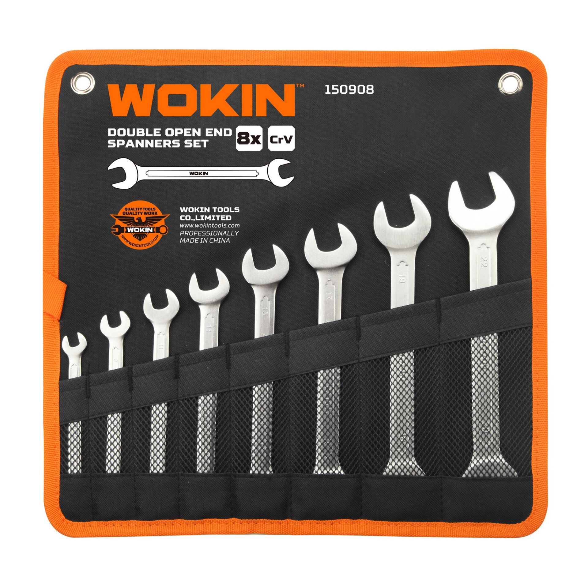 WOKIN 150908 Cr-V İki Ağız Anahtar Takımı 6-22 mm 8 Parça (Endüstriyel)