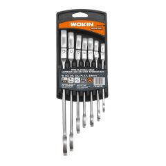 WOKIN 151907 8-19 mm Mafsallı Cırcırlı Kombine Anahtar Takımı 7 Parça (Endüstriyel)