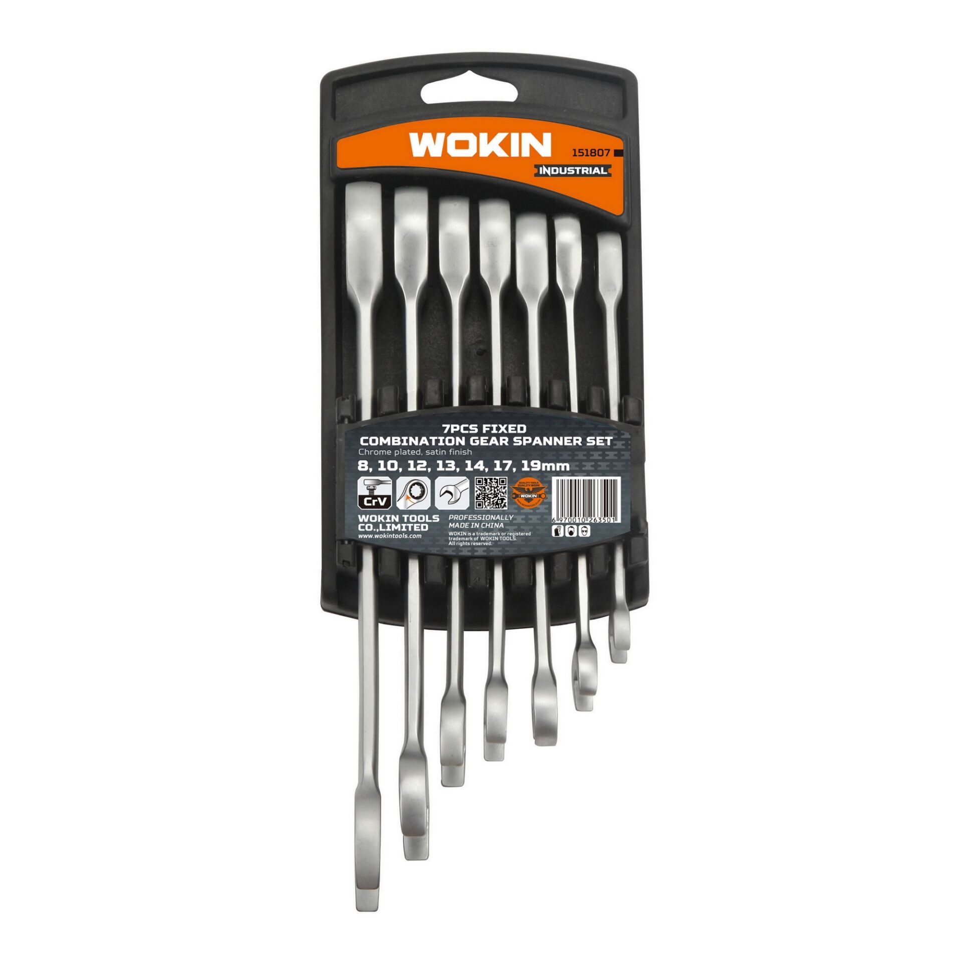 WOKIN 151807 8-19 mm Cırcırlı Kombine Anahtar Takımı 7 Parça (Endüstriyel)