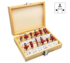 ROX WOOD 12 Parça Ahşap Freze Seti 8mm sap