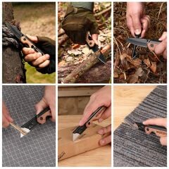 WORKPRO WP211015 2-IN-1 Ahşap Saplı Profesyonel Cep Çakısı & Katlanır Rötuş Maket Bıçağı + 11 Adet Yedek Bıçak