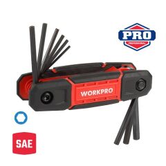 WORKPRO WP222029 9 Parça CR-V İnç Çakı Tipi Profesyonel Allen Anahtar Takımı