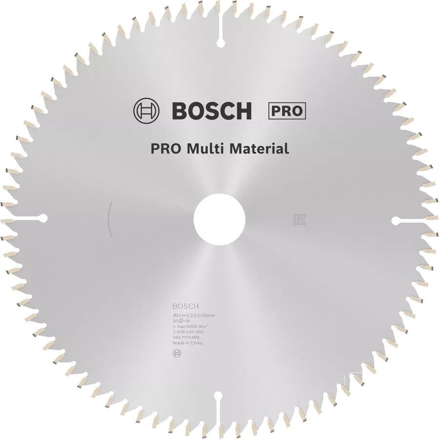 BOSCH 254x30x3,2 mm 80 Diş  PRO Multi Material Elmas Daire Testere- Aluminyum Kesime Uygun(2608640450)