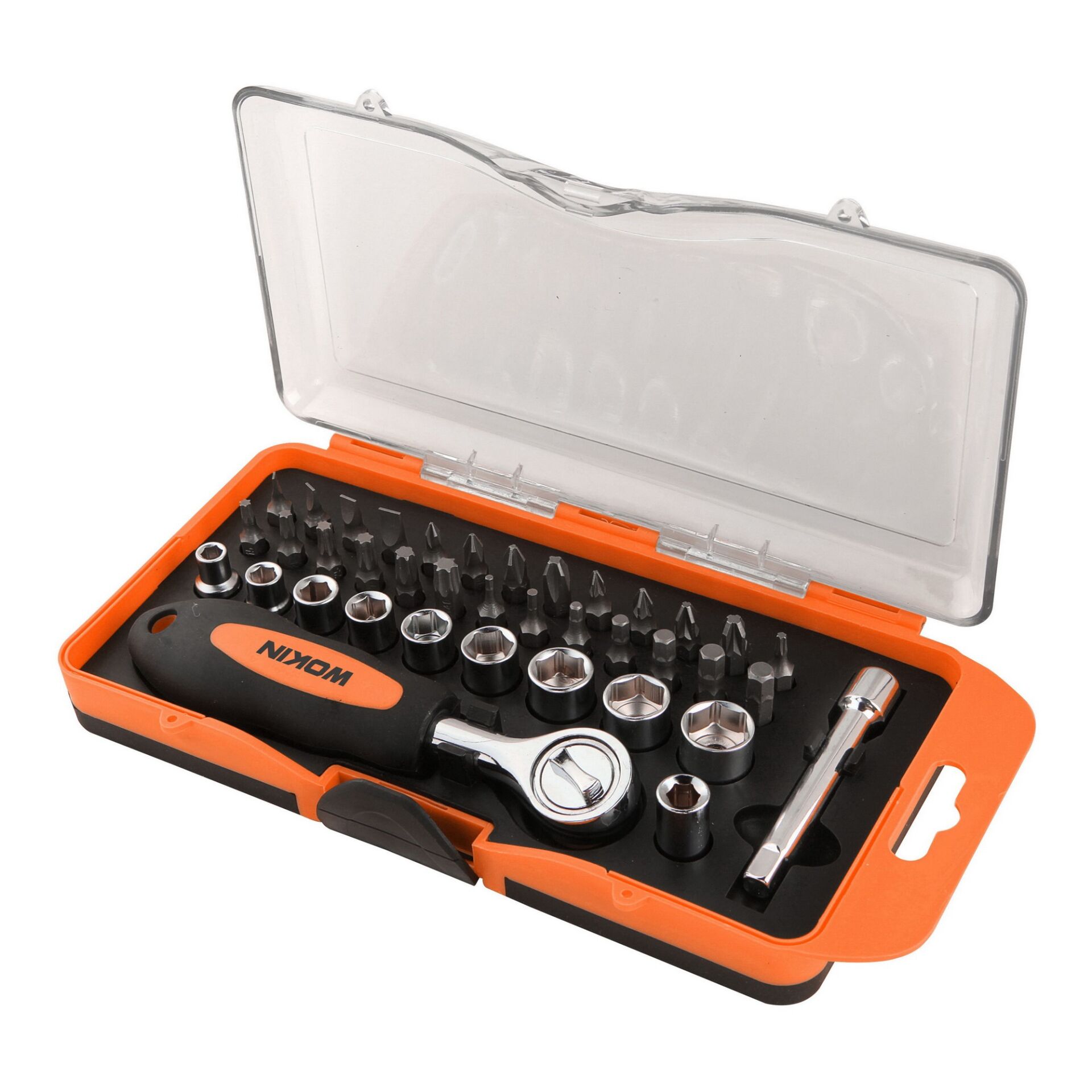 WOKIN 206638 38 Parça 1/4'' Profesyonel CR-V Cırcırlı Lokma ve Bits Vidalama Seti