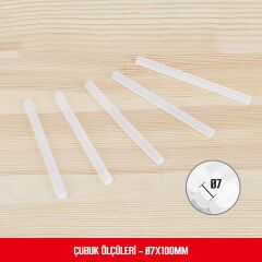 WORKPRO WP432001 7x100mm Sıcak Silikon Tabancası İçin 100 Adet Şeffaf Yedek Silikon/Mum