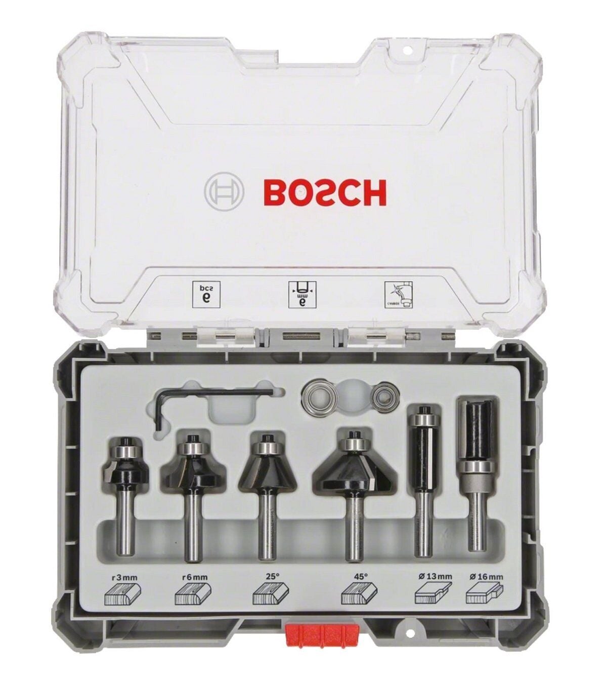 BOSCH 6 mm Saplı Profesyonel Ahşap Freze Bıçak Seti 6 Parça (2607017468)