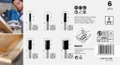 BOSCH 8 mm Saplı Profesyonel Ahşap Freze Bıçak Seti 6 Parça (2607017466)