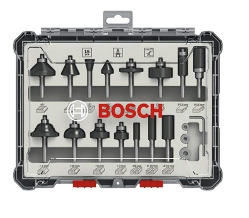 BOSCH 6 mm Profesyonel Ahşap Freze Bıçak Seti 15 Parça (2607017471)