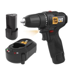 CAT DX1140 12Volt/2.0Ah Li-ion Çift Akülü Kömürsüz Profesyonel Şarjlı Darbesiz Matkap