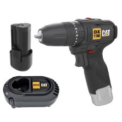 CAT DX1160.1 12Volt/2.0Ah Li-ion Tek Akülü Kömürsüz Profesyonel Şarjlı Darbeli Matkap