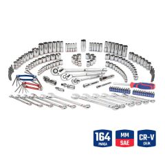 WORKPRO WP202530 1/4'’ 3/8’’ 1/2'’ Metrik/İnç 164 Parça Cr-V Ağır Hizmet Lokma ve Kombine Anahtar Takımı