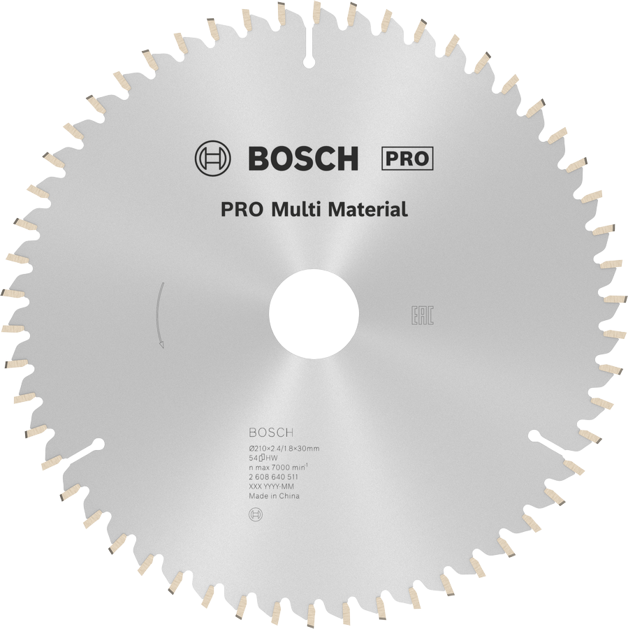 BOSCH PRO MultiMaterial 210x30x2,8 mm 54 Diş Elmas Daire Testere (2608640511)