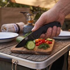 CAT DA980008 Kemer Askı Kancalı Katlanabilir 16CM Paslanmaz Çelik Siyah Kamp Çakısı Bıçağı