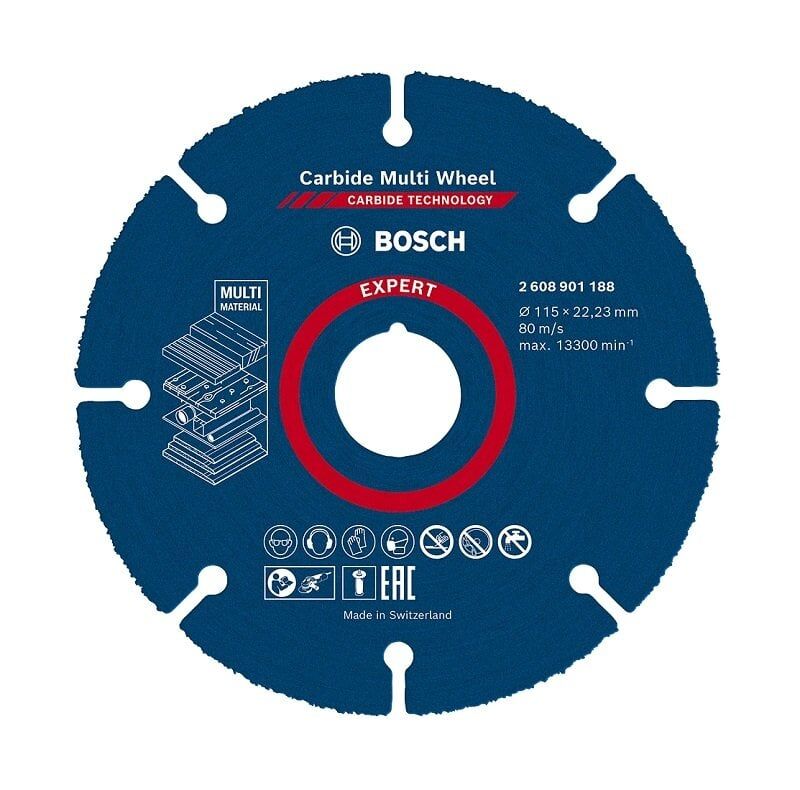 BOSCH Carpide Multi Whell Taşlama İçin Ahşap Kesme Diski 115 mm (Elmas uçlu)
