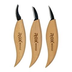 Rox Wood 0376 Ahşap Yontma ve Oyma Bıçağı 3'lü Set