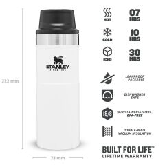 STANLEY Trigger-Action Travel Mug Seyahat Bardağı 0.47 ml (Beyaz)