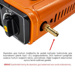 Rox Camping 0189 Tekli Portatif Kamp Ocak - Turuncu, Rüzgarlıklı, Ekstra Gaz Girişli