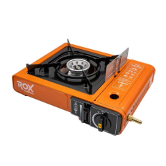 Rox Camping 0189 Tekli Portatif Kamp Ocak - Turuncu, Rüzgarlıklı, Ekstra Gaz Girişli