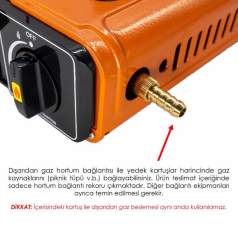 Rox Camping 0189 Tekli Portatif Kamp Ocak - Turuncu, Rüzgarlıklı, Ekstra Gaz Girişli