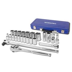 WORKPRO WP202564 1/2'’ Cr-V 24 Parça Metrik Ağır Hizmet Lokma Takımı