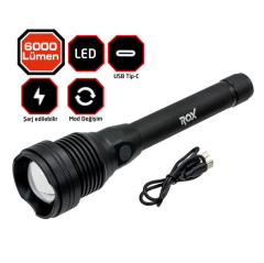 Rox Şarjlı Led Fener 6000 Lümen