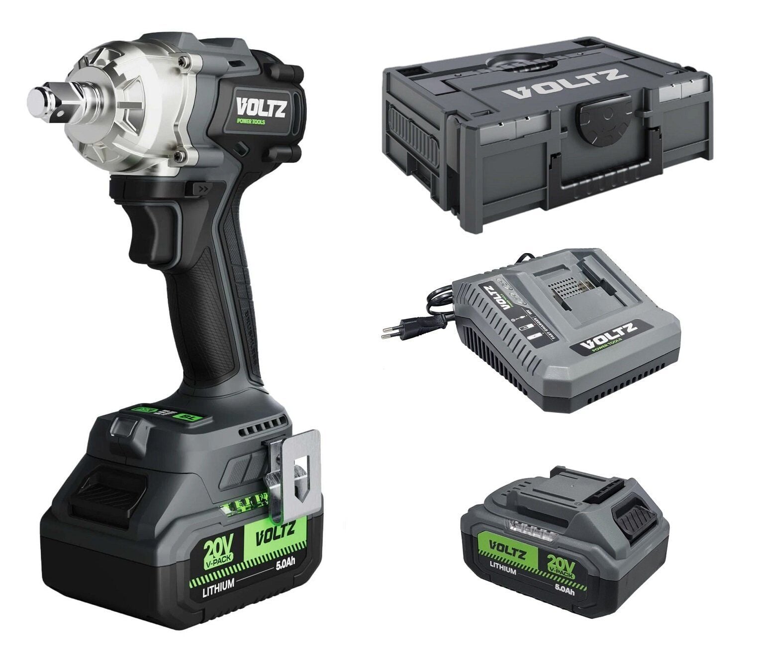 VOLTZ VZIW-20 Şarjlı Somun Sıkma 20 Volt 5 Amper Çift Akülü 1/2 Soket