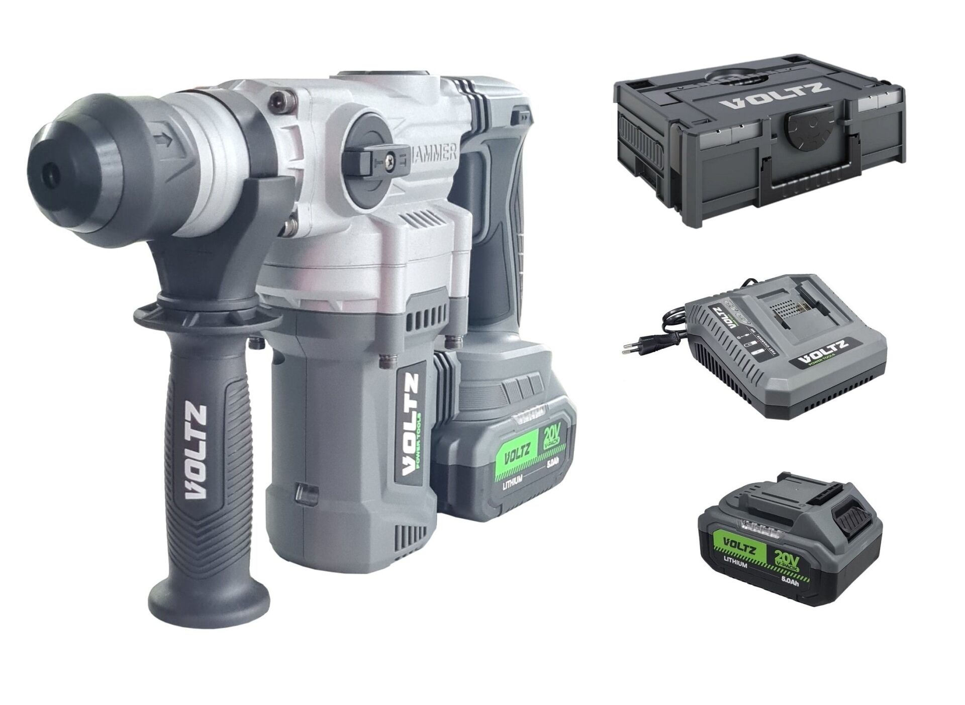 VOLTZ VZRH-20  20 Volt Akülü Kırıcı Delici 5.0 Ah Çift Akülü 3,5 kg