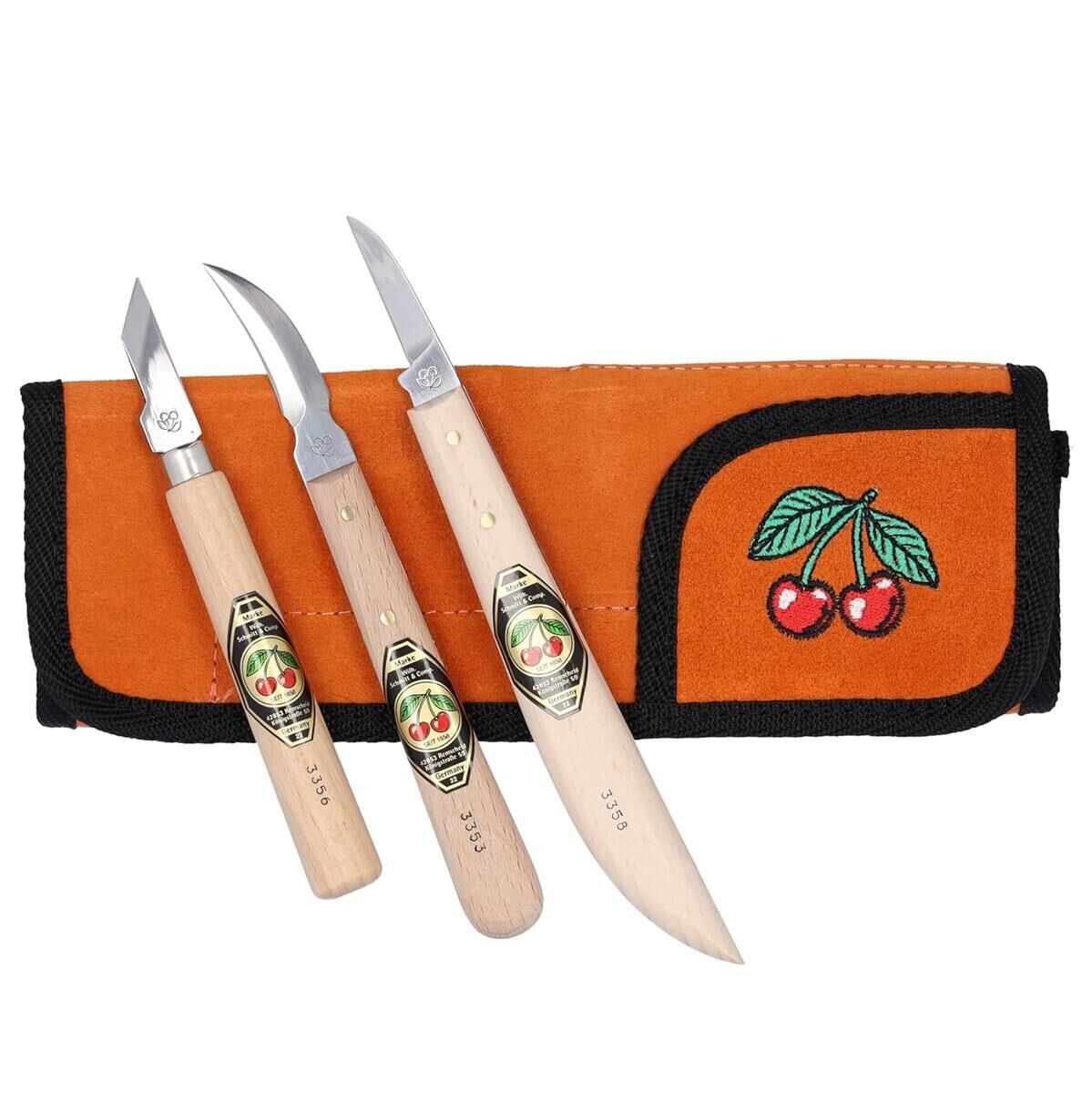 KIRSCHEN Two Cherries Deri Çantalı Ahşap Oyma Seti 3 Parça (3307000)
