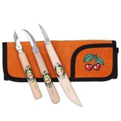 KIRSCHEN Two Cherries Deri Çantalı Ahşap Oyma Seti 3 Parça (3307000)