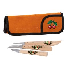 KIRSCHEN Two Cherries Deri Çantalı Ahşap Oyma Seti 3 Parça (3307000)